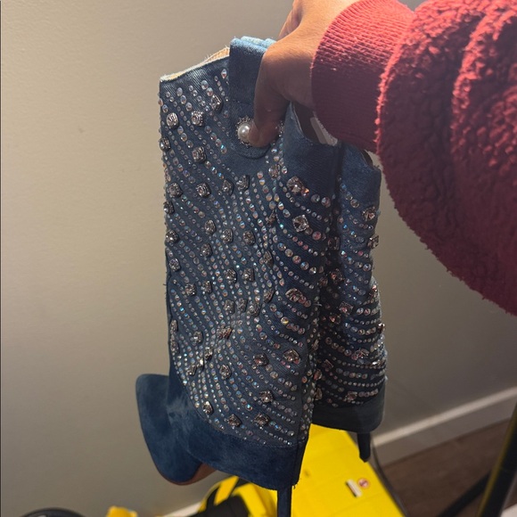 Blue Rhinestone Embellished Boots - Picture 2 of 5